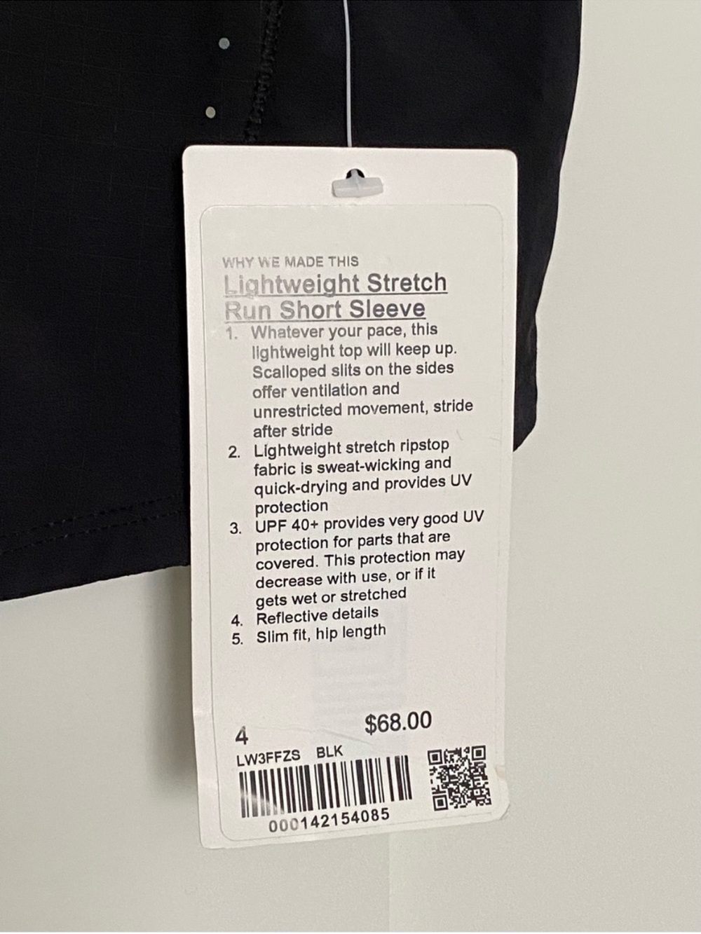 NWT Lululemon Lightweight Stretch Run Short Sleeve Shirt Size 4 Black - Picture 3 of 3